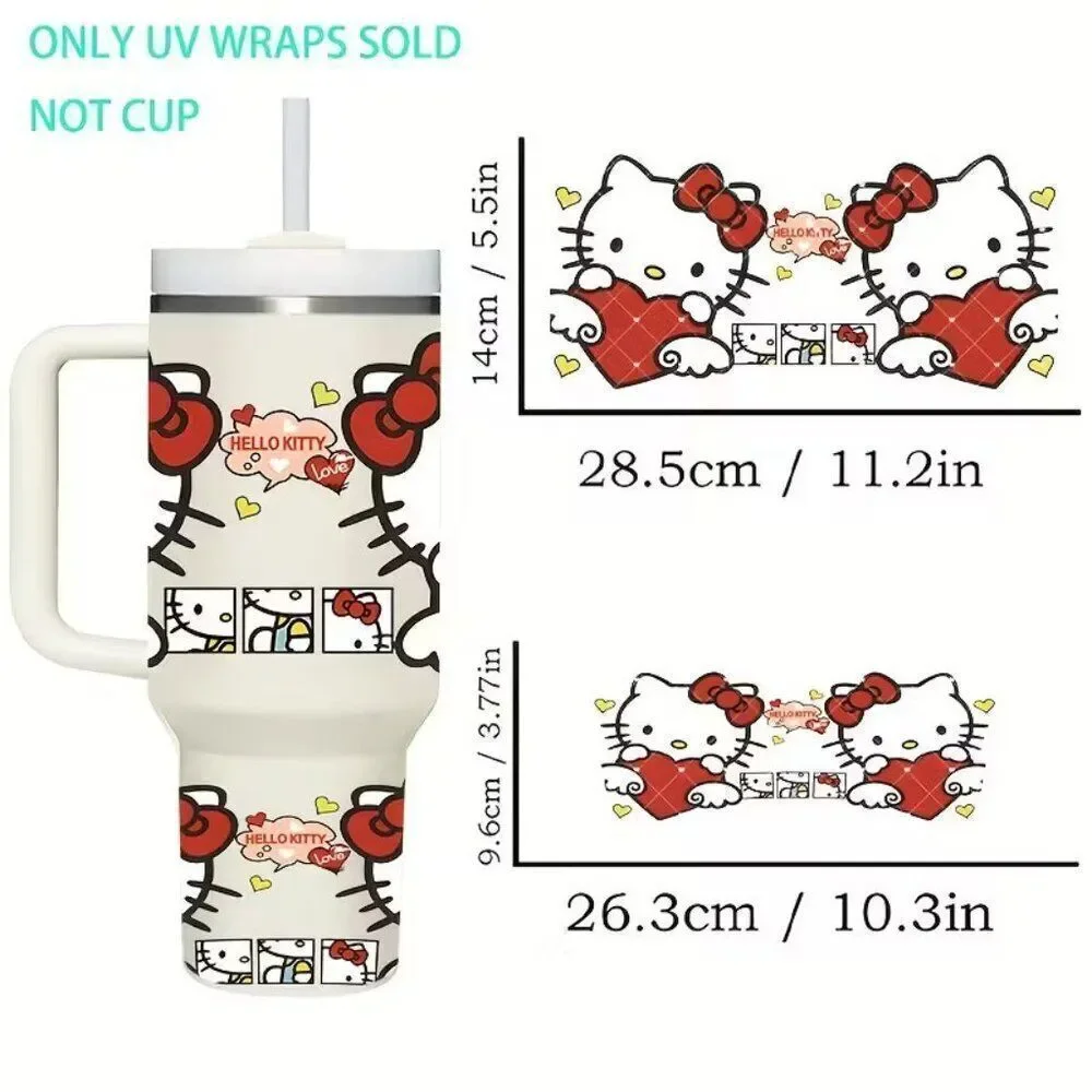 2pcs Sanrio Hello Kitty Themed UV DTF Transfer Paper, Suitable for 40oz Cups